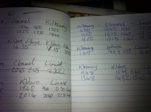 Notes on planning a trip between Limerick and Kilkenny