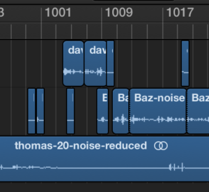 Strip silence has been applied on Dave and Baz's tracks, but not on mine