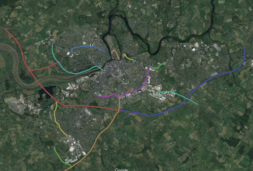 Map of bypasses built in Limerick