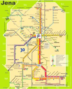 Map of the bus network in Jena, Germany